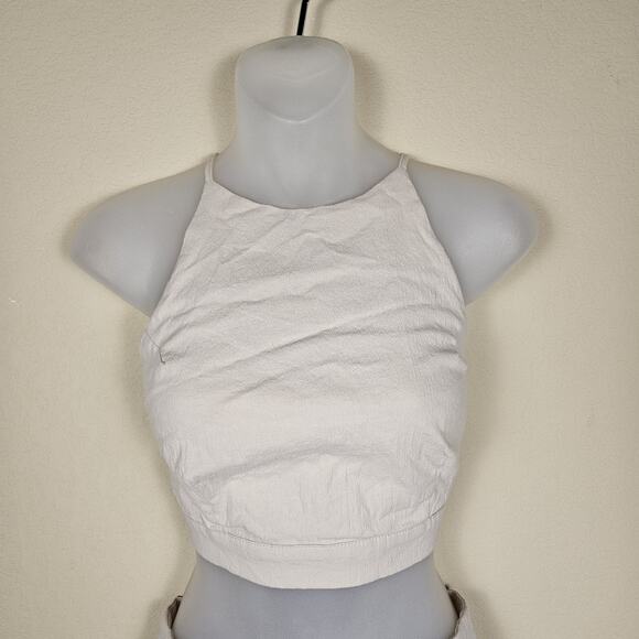 Mable Matching Set Womens Halter Crop Top Mini Skirt Summer Chic Beige Size M - Picture 5 of 16